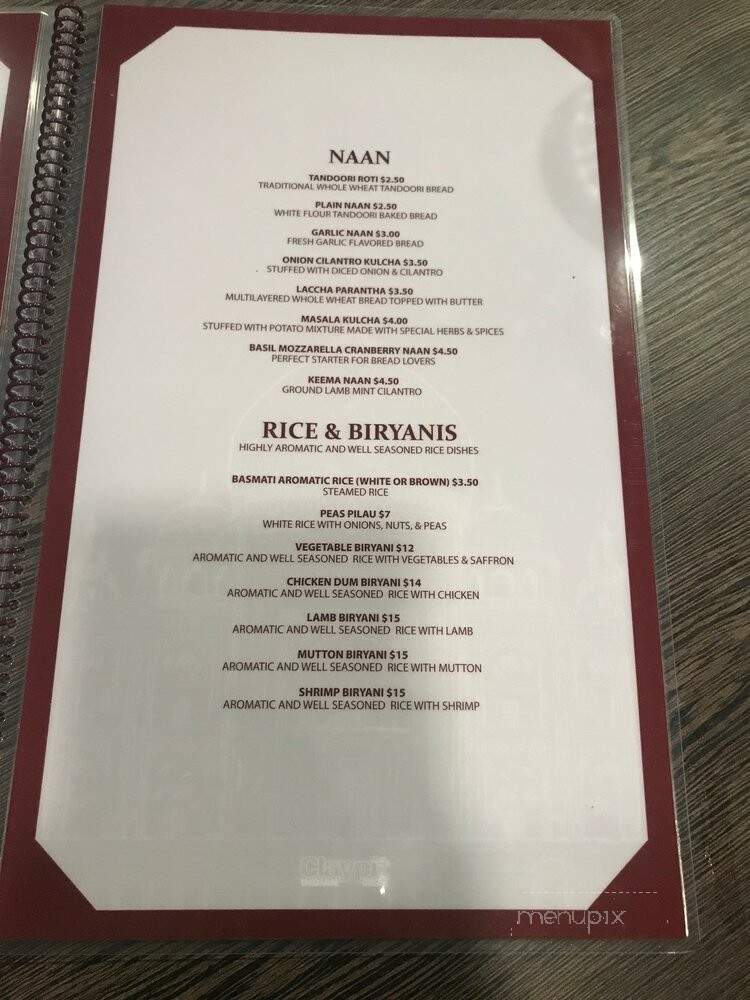 Claypit Indian cuisine - Sherman Oaks, CA menu_pic