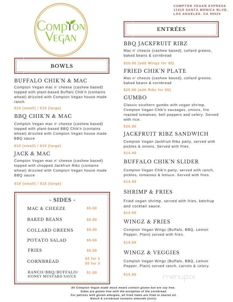 Compton Vegan - Los Angeles, CA menu_pic