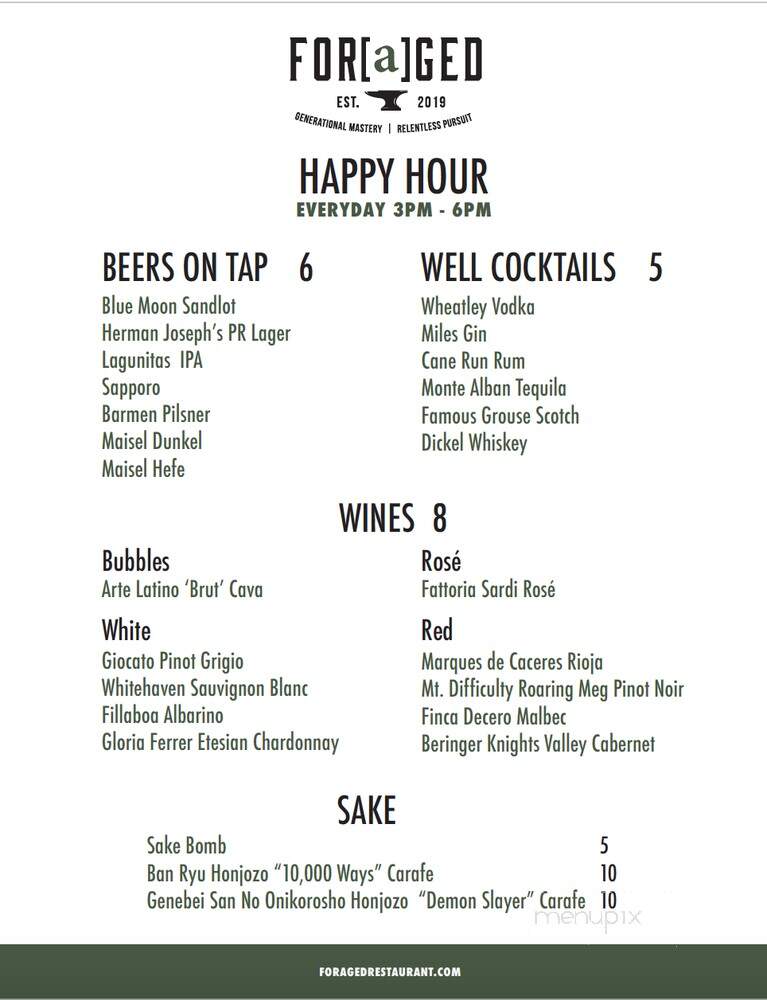 Foraged - Denver, CO menu_pic