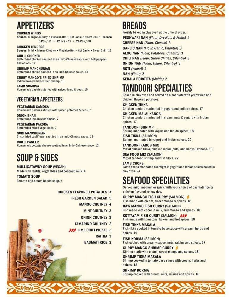 Curry Mango - Lakeland, FL menu_pic