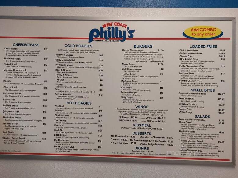 West Coast Philly's - San Pedro, CA menu_pic