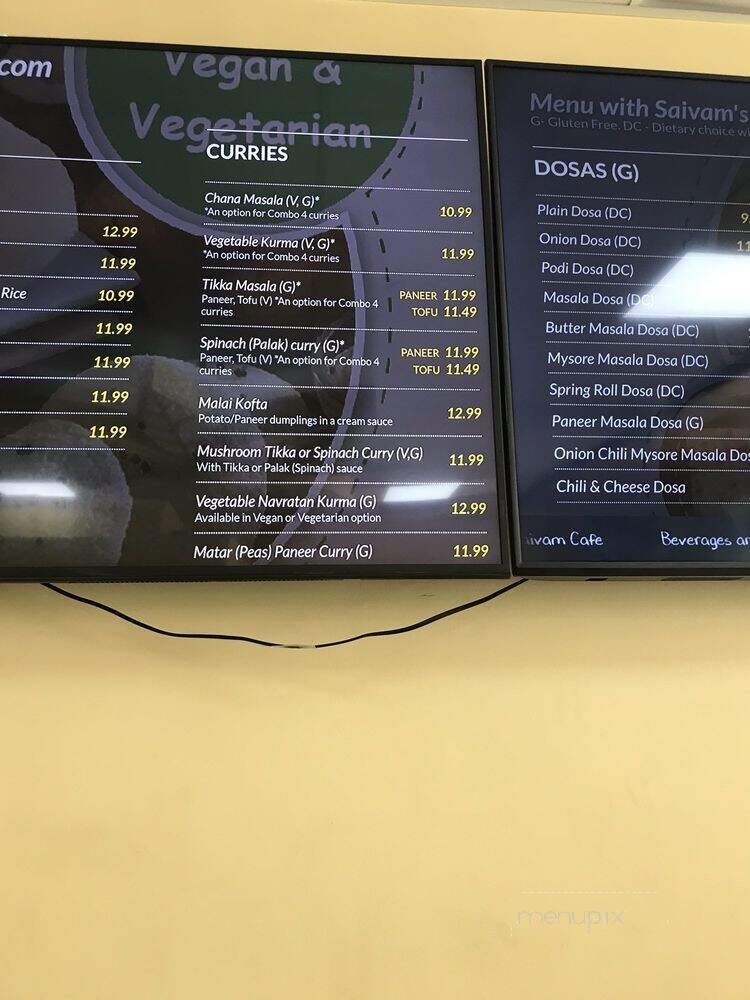 Saivam Cafe - Fullerton, CA menu_pic