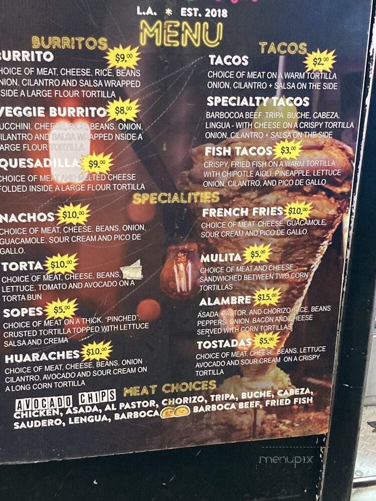 Tacos Fiesta L.A - North Hollywood, CA menu_pic