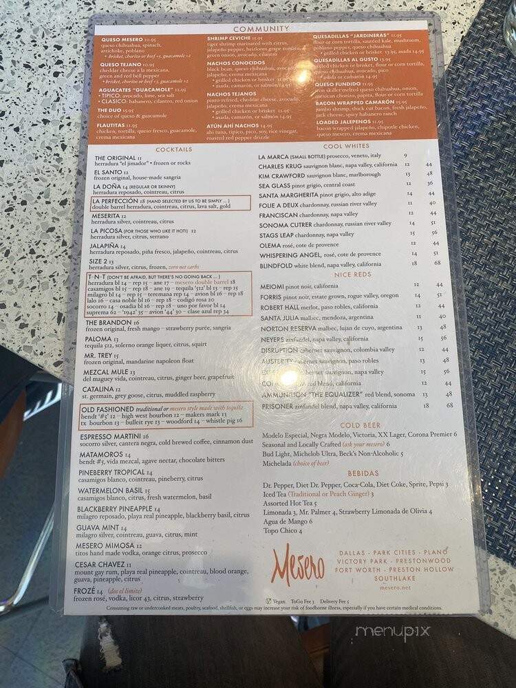 Mesero - Dallas, TX menu_pic