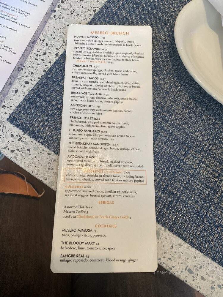 Mesero - Dallas, TX menu_pic