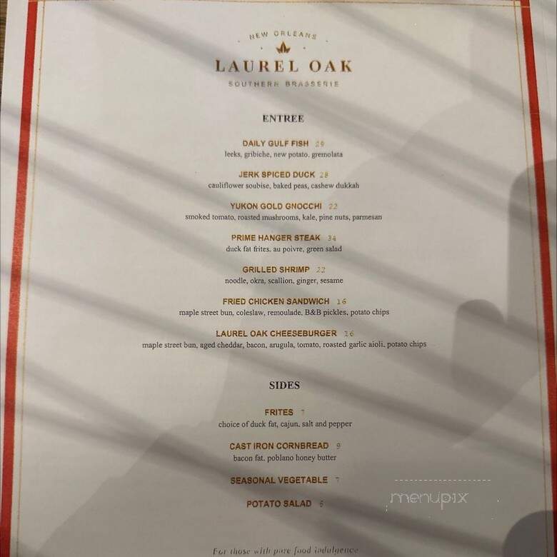 Laurel Oak Southern Brasserie - New Orleans, LA menu_pic