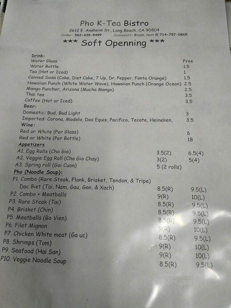Pho K-Tea - Long Beach, CA menu_pic