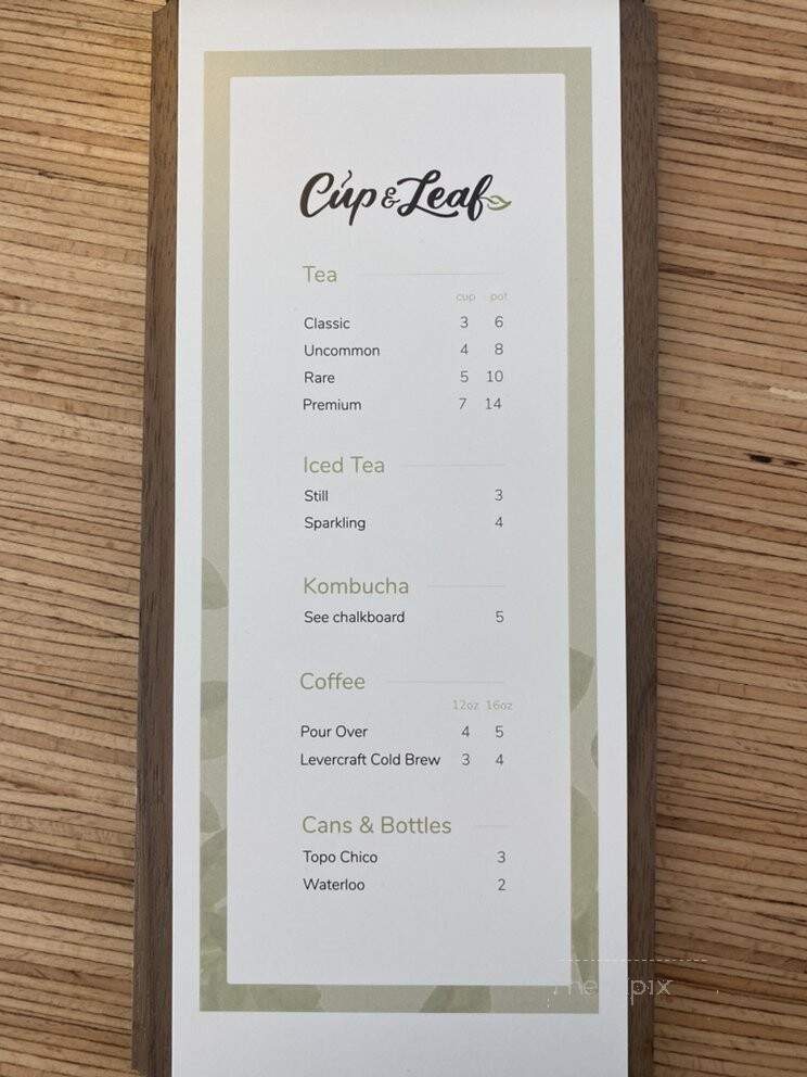 Cup & Leaf Cafe - Austin, TX menu_pic