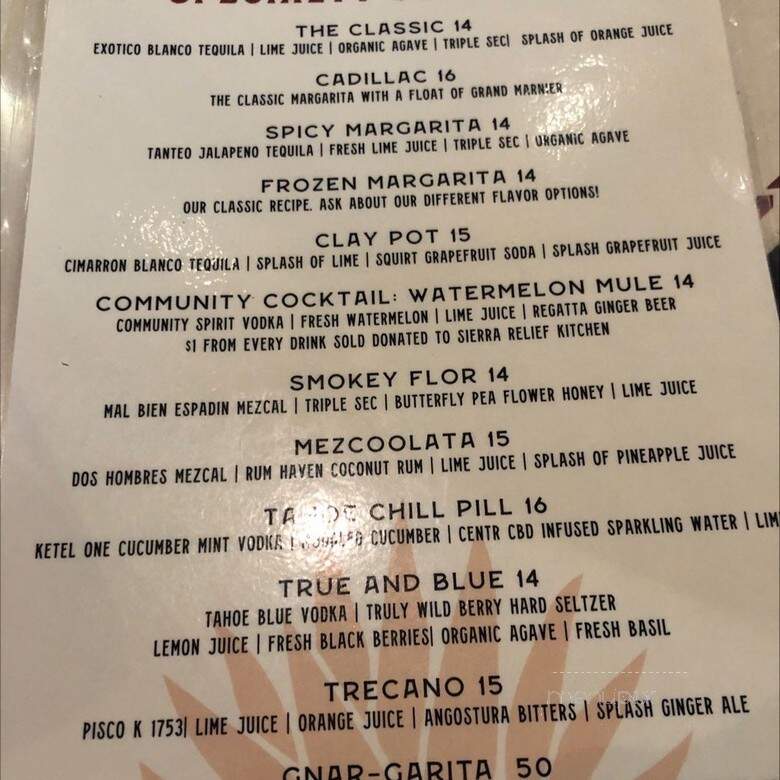 Tremigo Mexican Kitchen & Tequila Bar - Olympic Valley, CA menu_pic