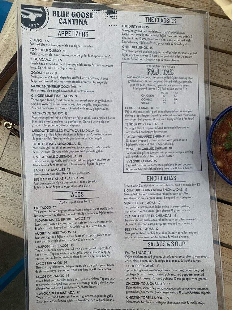 Blue Goose Cantina - Fort Worth, TX menu_pic