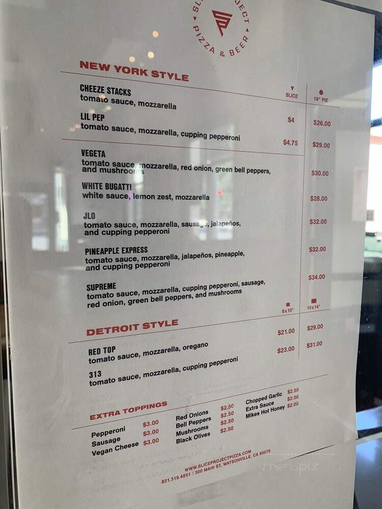 Slice Project - Watsonville, CA menu_pic