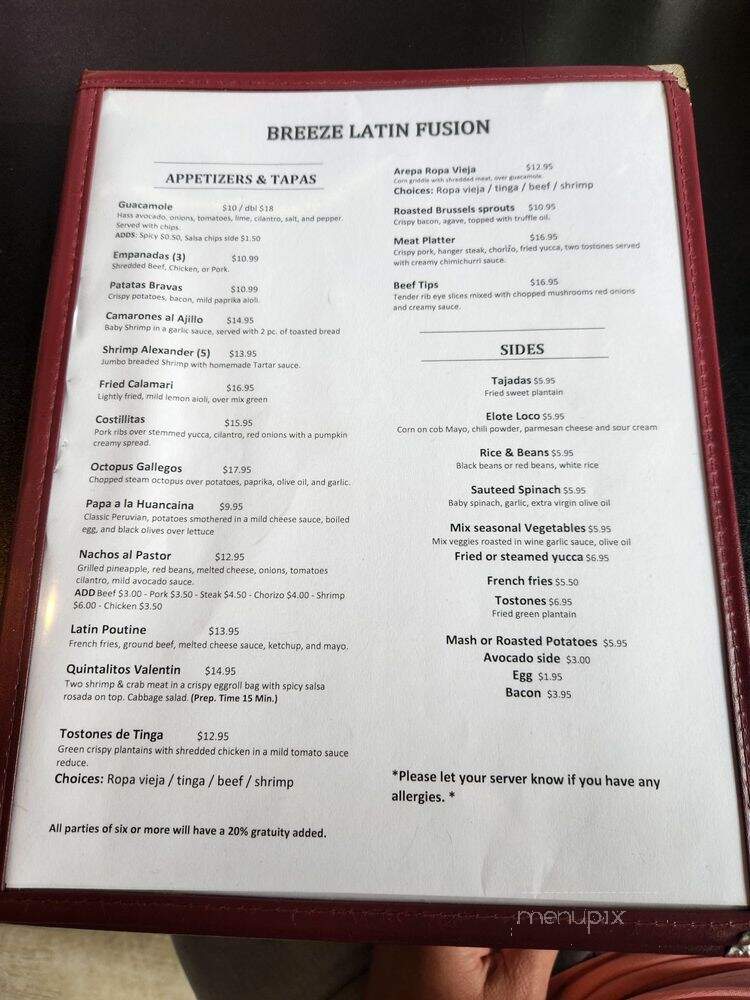 Breeze Cuisine - Shelton, CT menu_pic