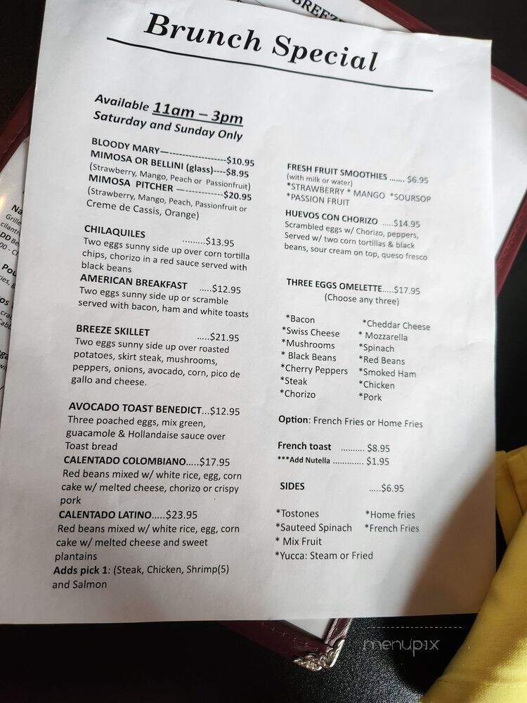 Breeze Cuisine - Shelton, CT menu_pic