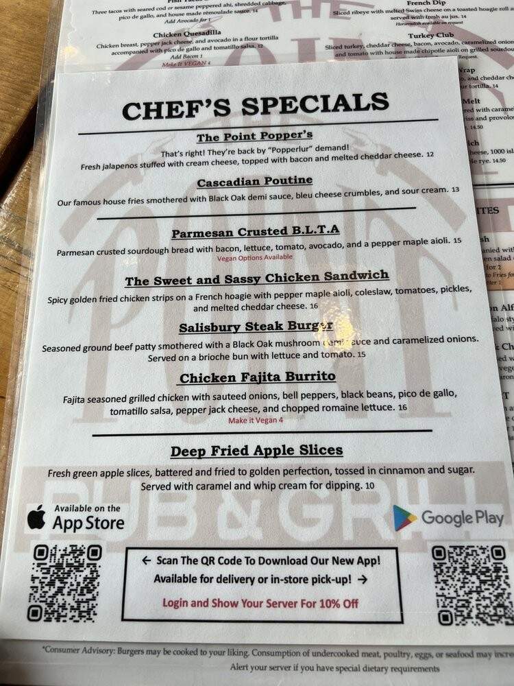 The Point Pub & Grill - Bend, OR menu_pic