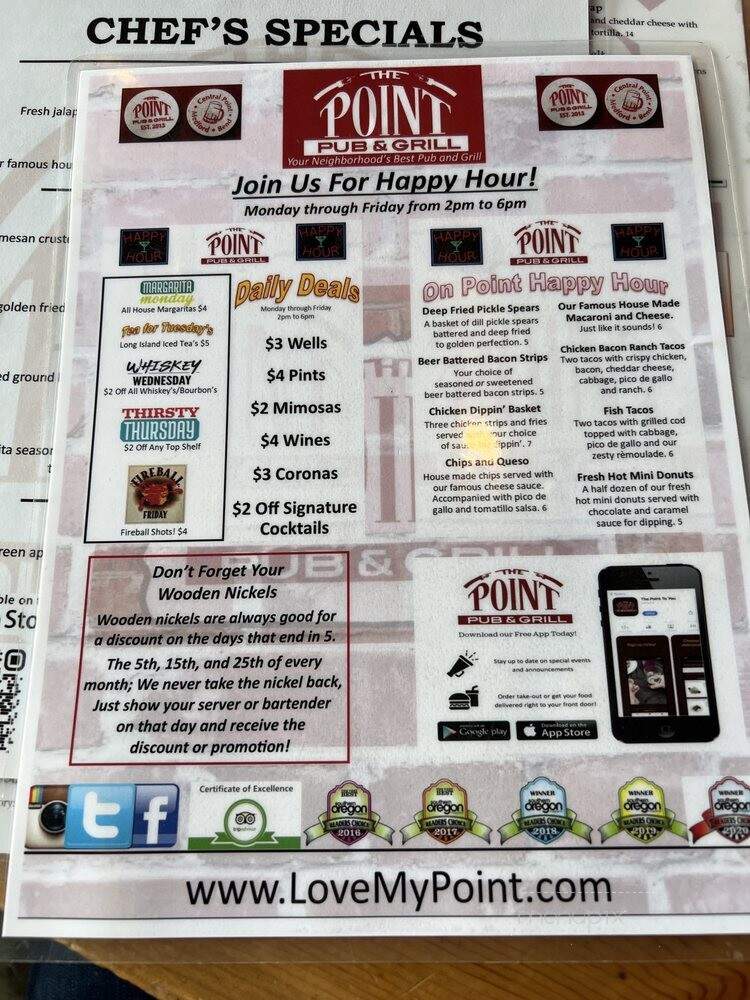 The Point Pub & Grill - Bend, OR menu_pic