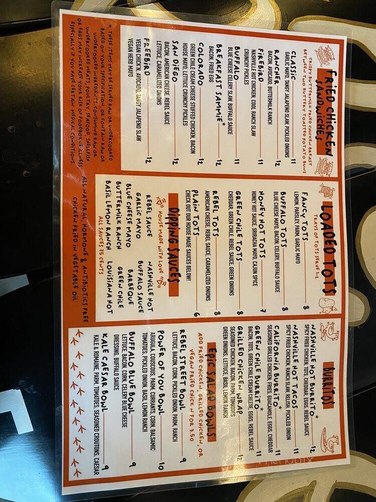 Chicken Rebel - Denver, CO menu_pic