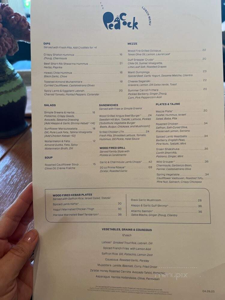 The Peacock - Austin, TX menu_pic