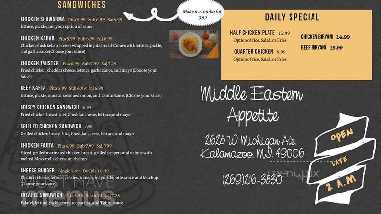 Middle Eastern Appetite - Kalamazoo, MI menu_pic