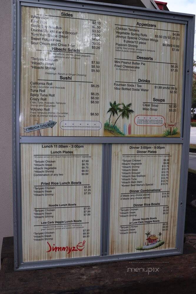 Jimmyz Original Hibachi House and Poke Bar - Pawleys Island, SC menu_pic