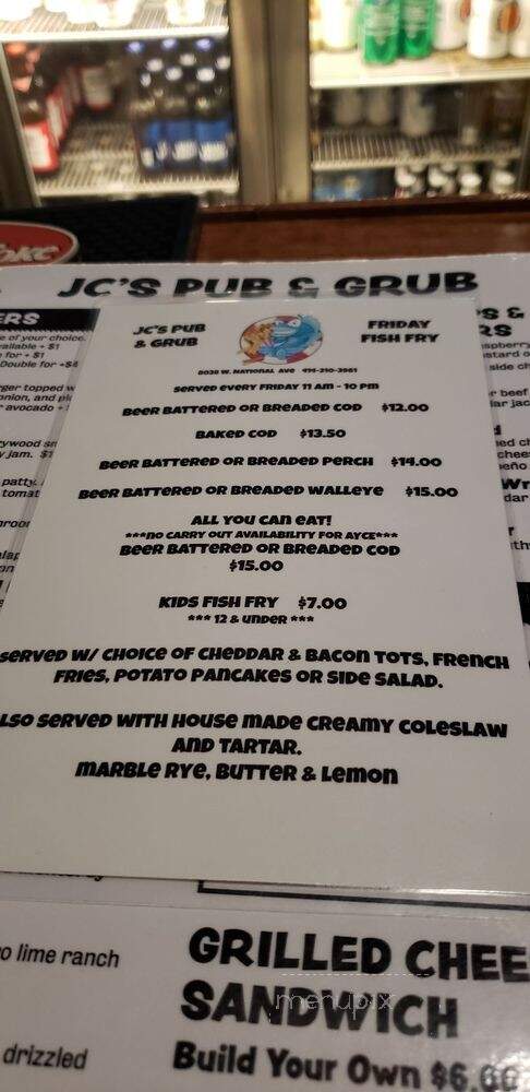 JC'S Pub - West Allis, WI menu_pic