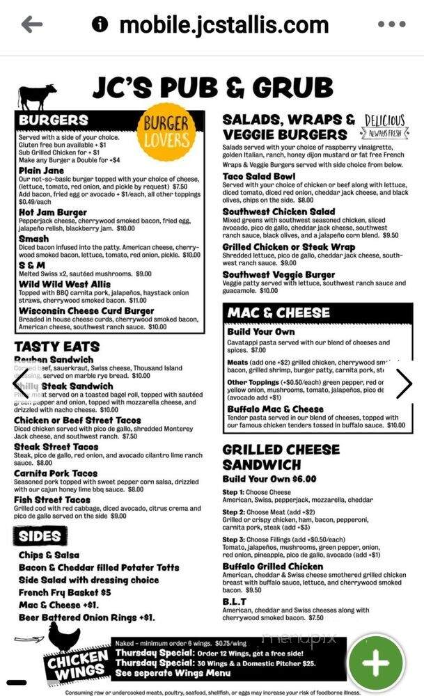 JC'S Pub - West Allis, WI menu_pic