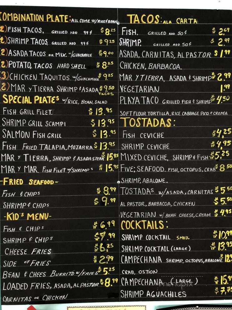 Playa Del Carmen Seafood & Grill - Pasadena, CA menu_pic