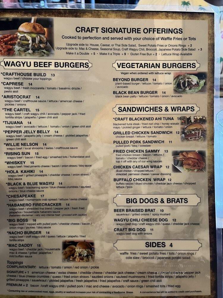 Craft Burger Bar - Virginia Beach, VA menu_pic