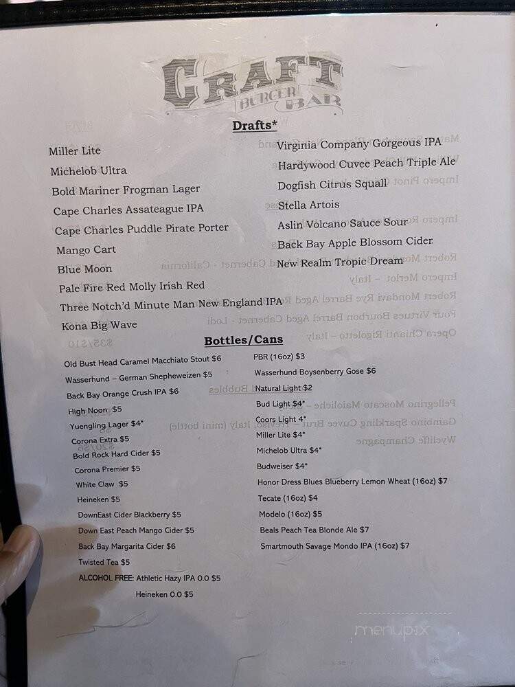 Craft Burger Bar - Virginia Beach, VA menu_pic