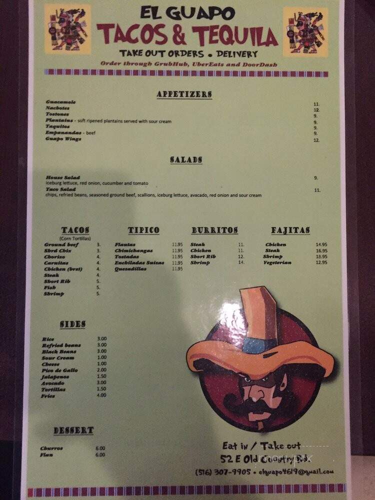 El Guapo Tacos & Tequila - Mineola, NY menu_pic
