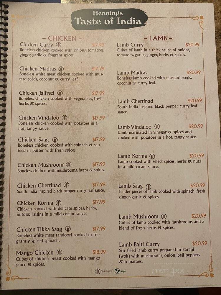 Hennings Taste of India - Southern Pines, NC menu_pic