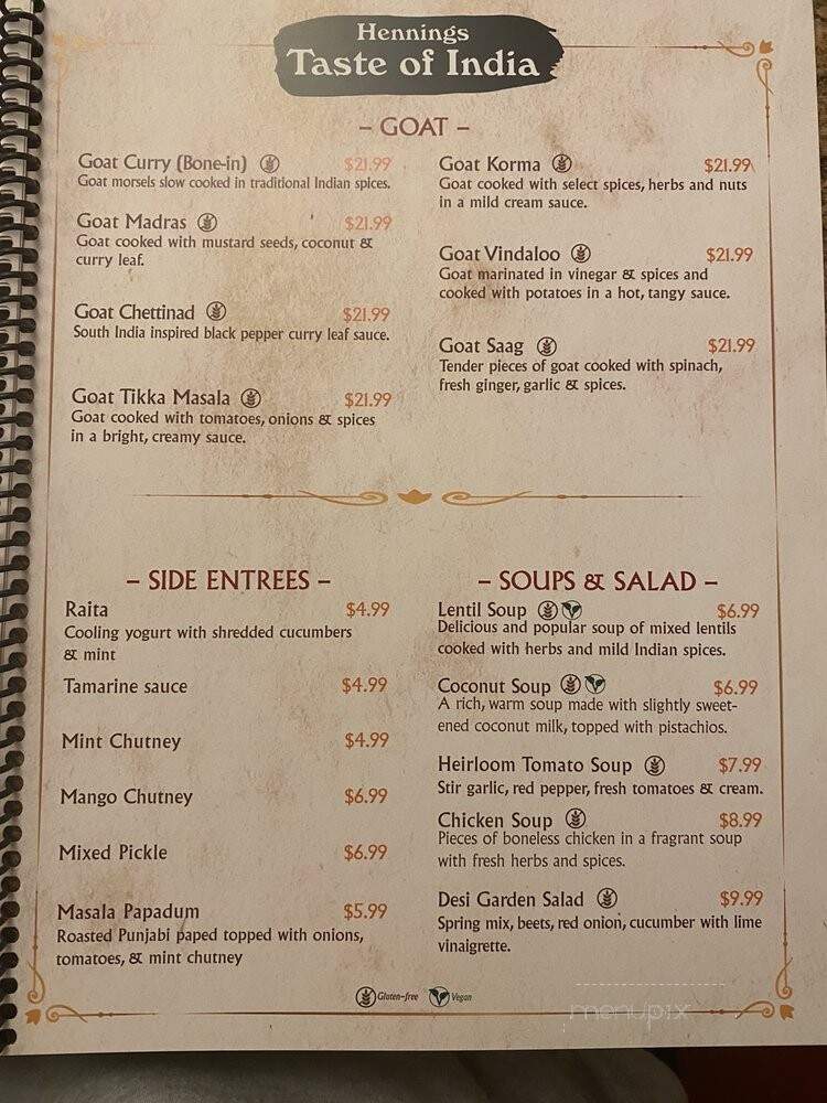 Hennings Taste of India - Southern Pines, NC menu_pic