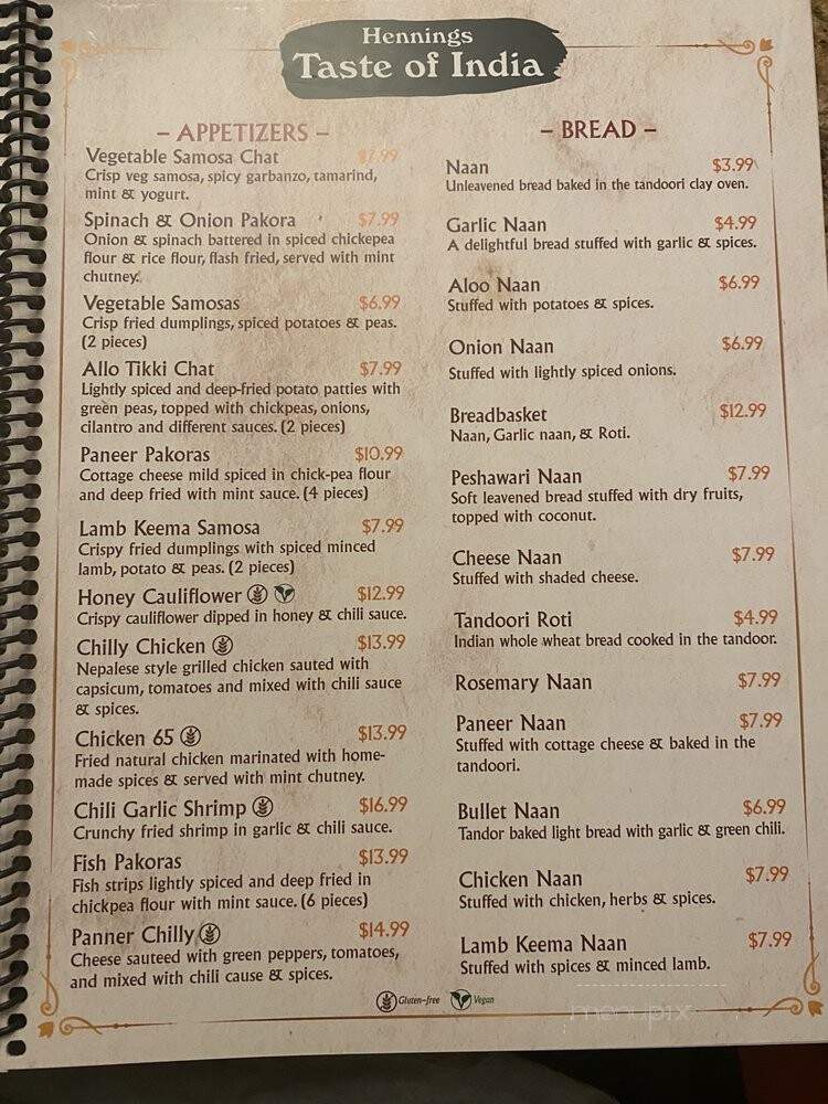 Hennings Taste of India - Southern Pines, NC menu_pic