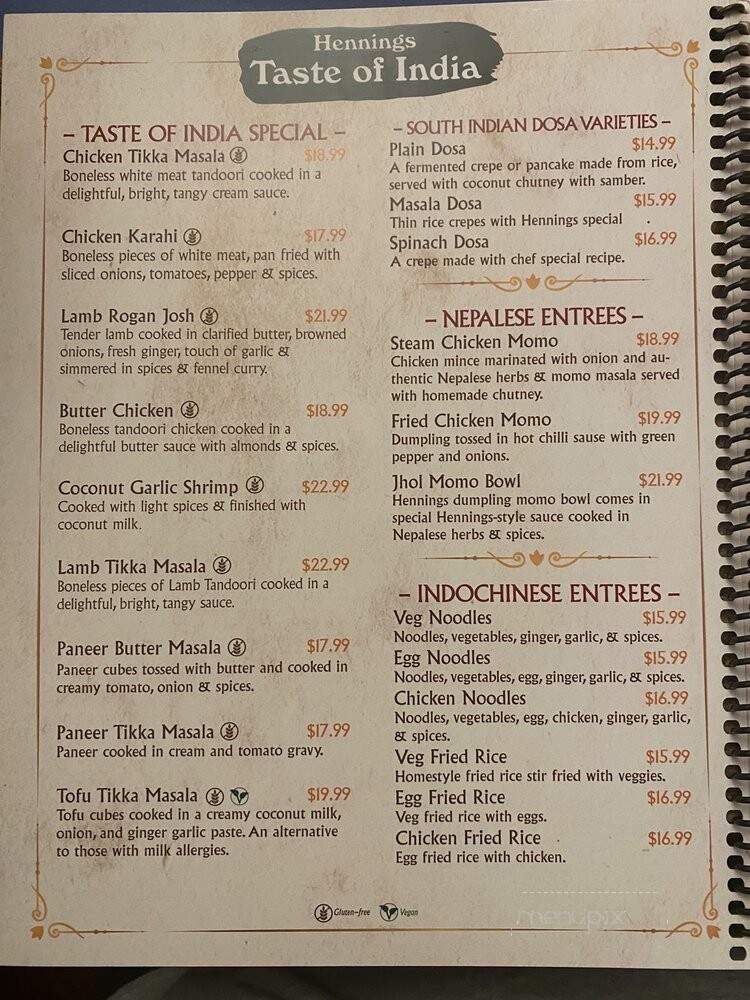 Hennings Taste of India - Southern Pines, NC menu_pic