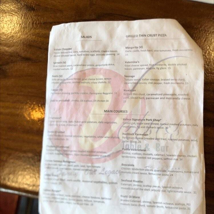 Valsos Table and Bar - Revere, MA menu_pic