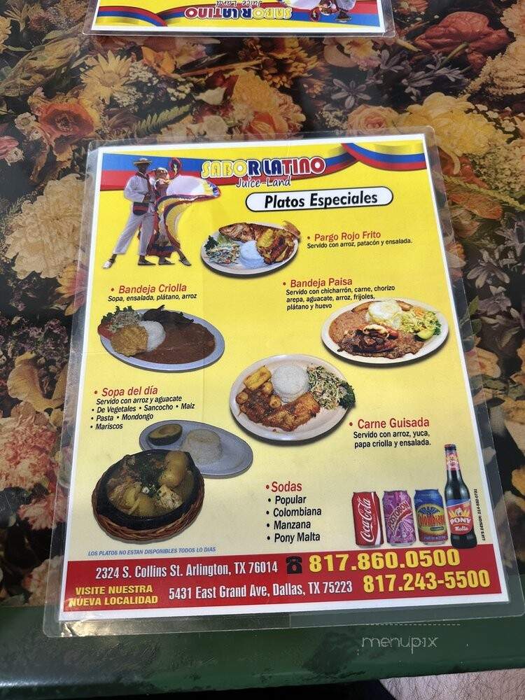 Sabor Latino - Dallas, TX menu_pic