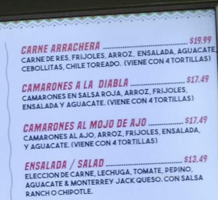 La Huerta Restaurant - Oxnard, CA menu_pic