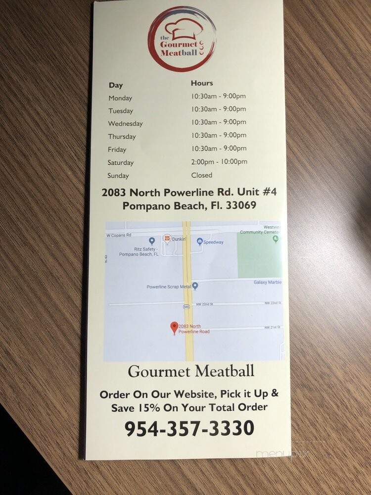 The Gourmet Meatball - Pompano Beach, FL menu_pic
