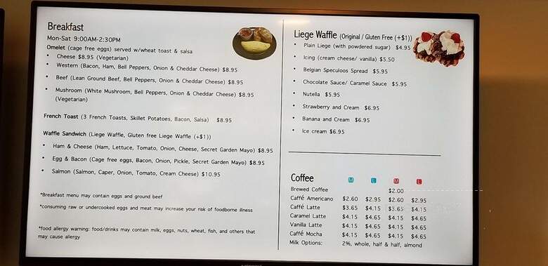 Secret Garden - Williamsburg, VA menu_pic
