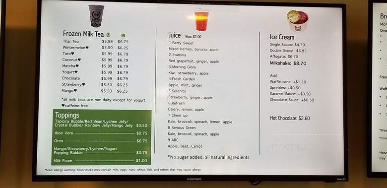 Secret Garden - Williamsburg, VA menu_pic