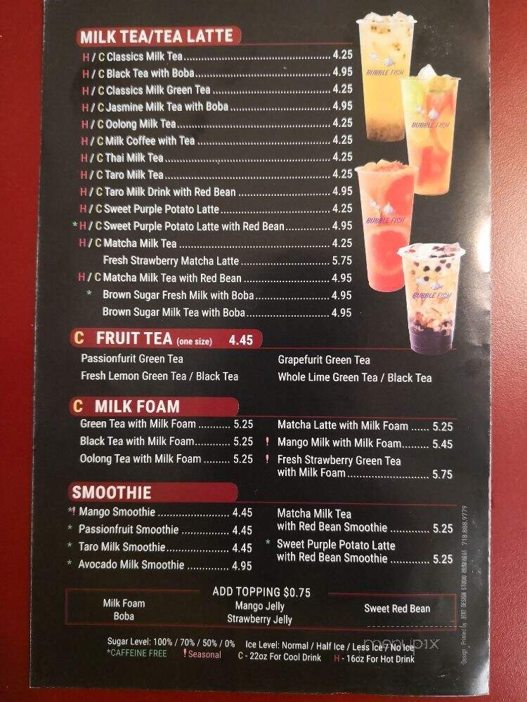 Bubble Fish - Morgantown, WV menu_pic