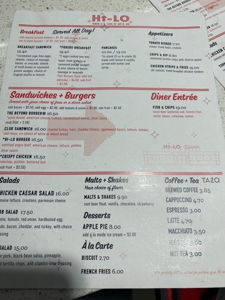 Hi Lo Diner - Saint Paul, MN menu_pic
