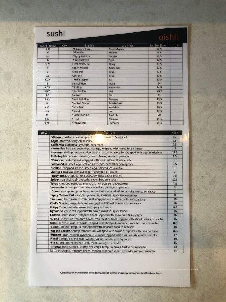 Oishii SMU Blvd - Dallas, TX menu_pic