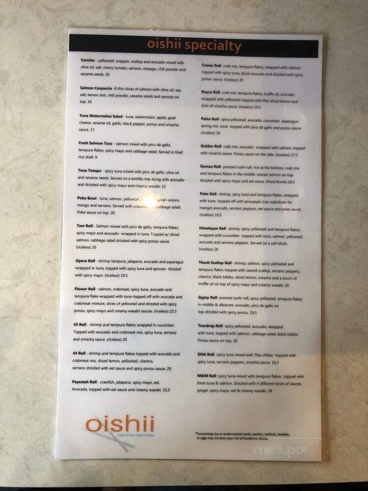 Oishii SMU Blvd - Dallas, TX menu_pic