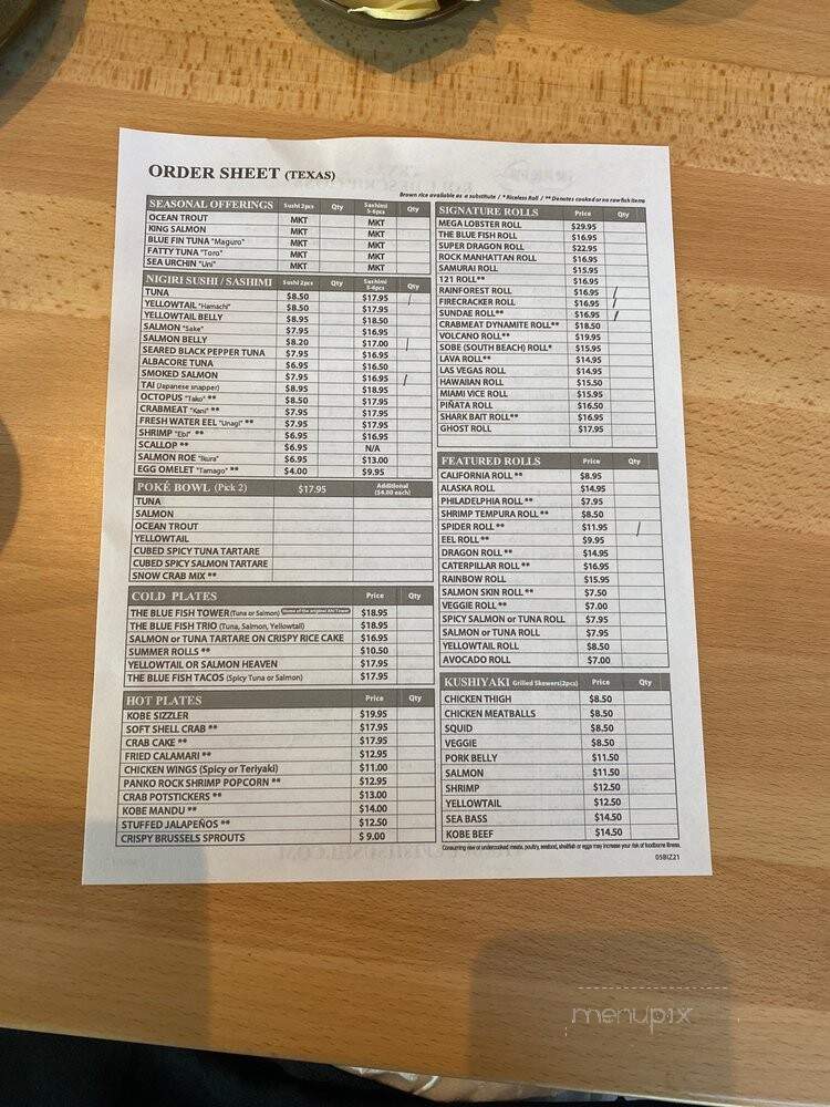 The Blue Fish Galleria Dallas - Dallas, TX menu_pic