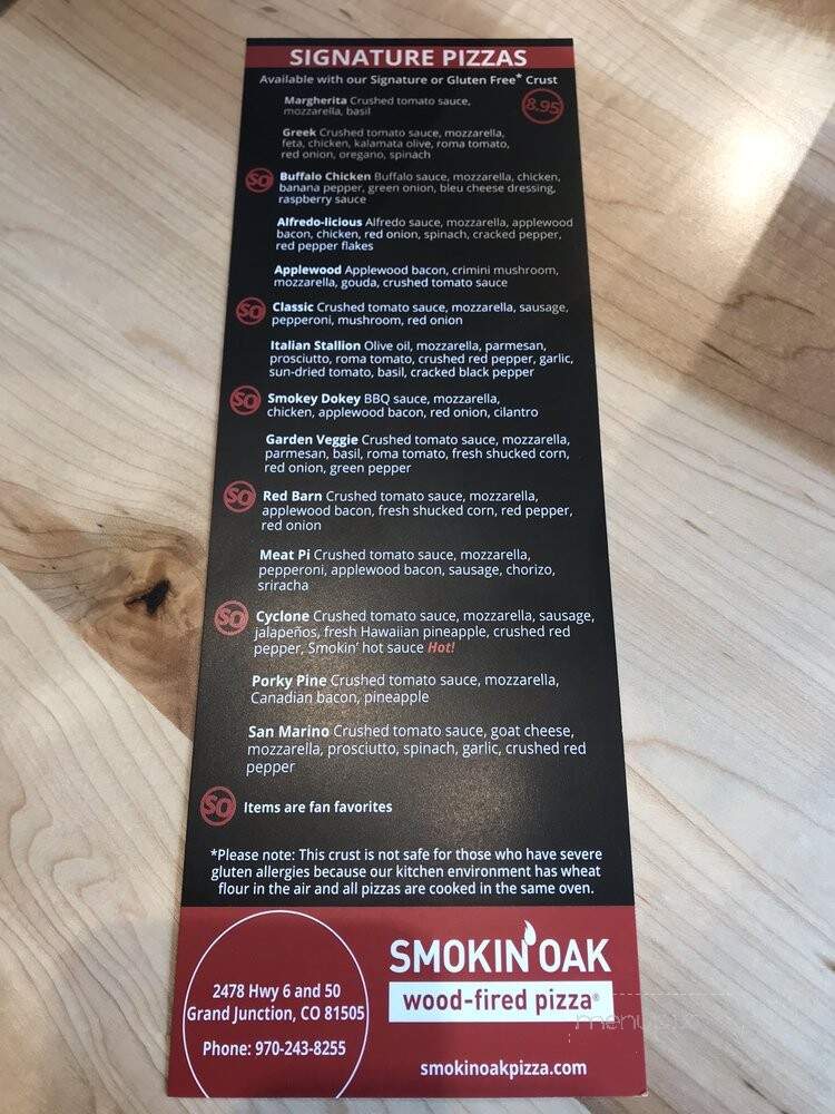 Smokin' Oak Wood-fired Pizza - Grand Junction, CO menu_pic