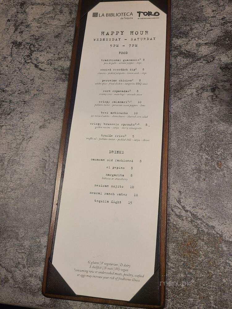 Toro Latin Kitchen And Tequileria Library - Dania Beach, FL menu_pic