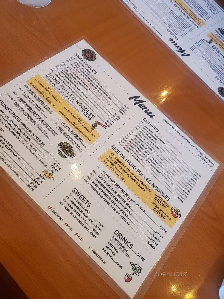 Noodles And Dumplings - El Paso, TX menu_pic