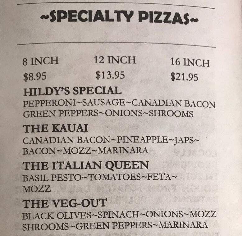 Hildy's Pizza - Saint Simons Island, GA menu_pic