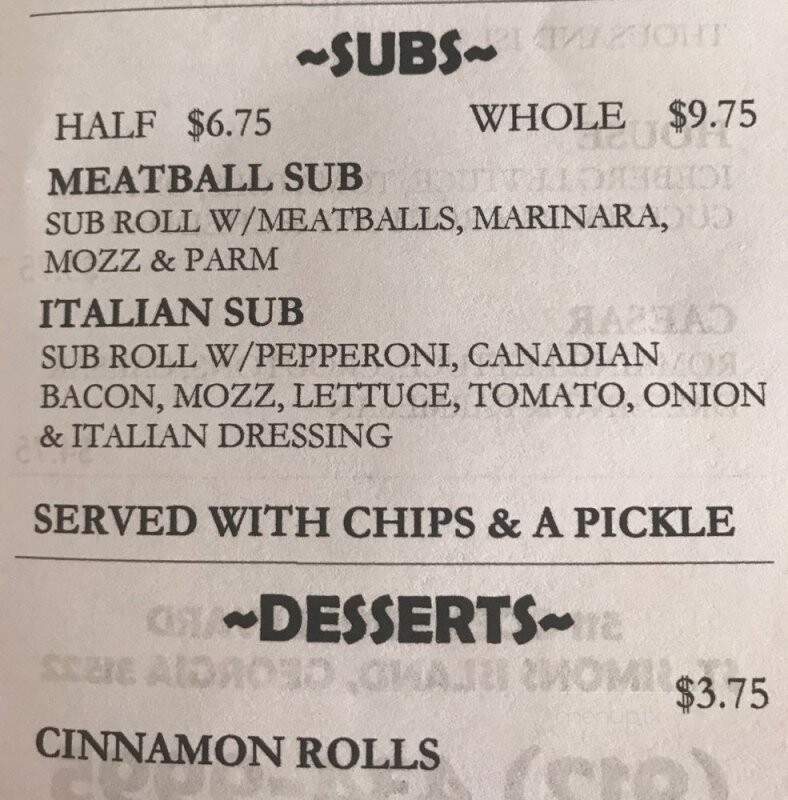 Hildy's Pizza - Saint Simons Island, GA menu_pic