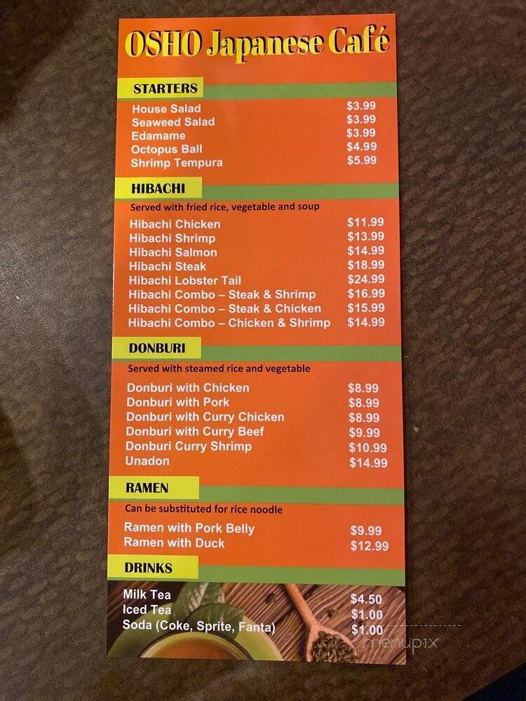 Osho Japanese Cafe - Sugar Land, TX menu_pic